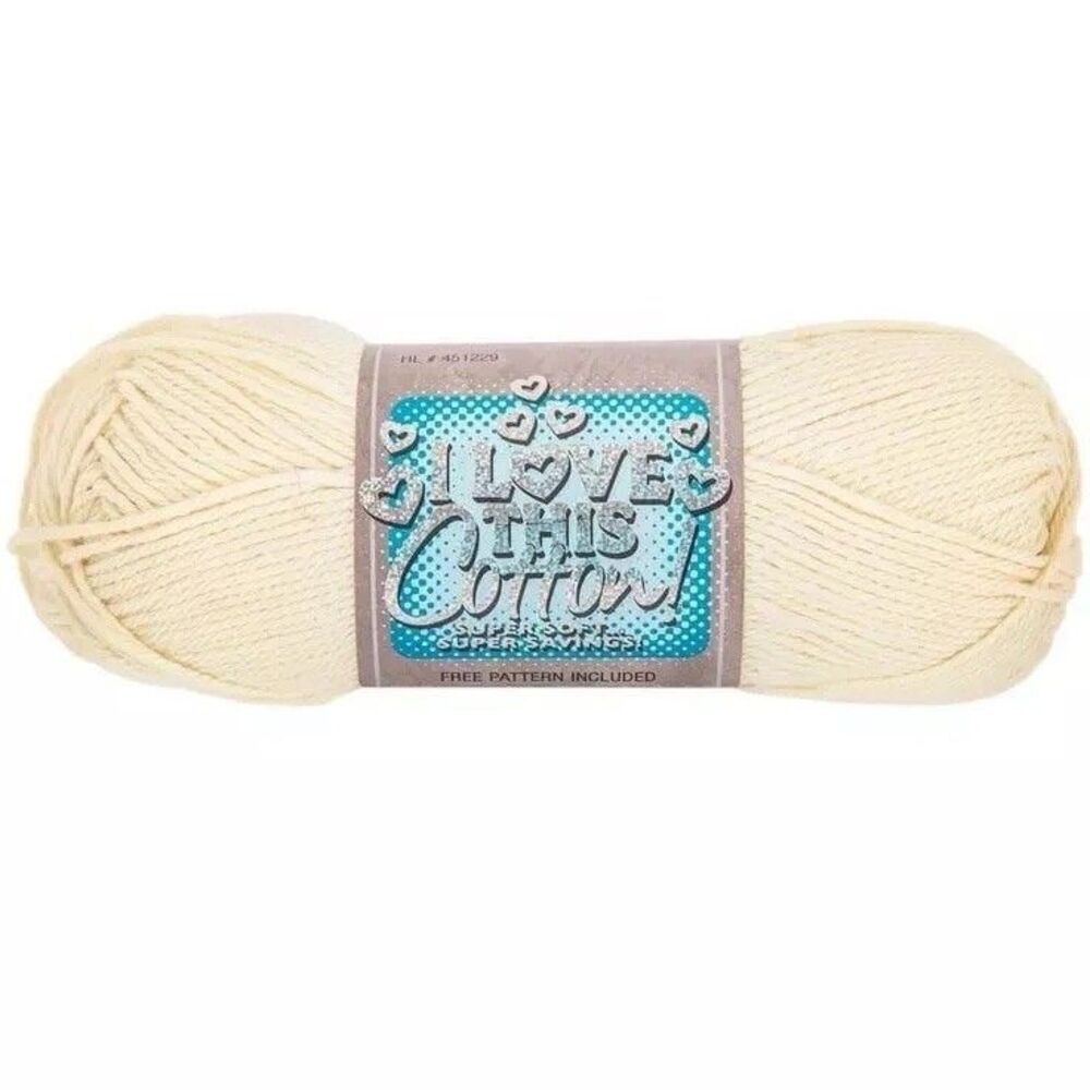 I Love This 100% Cotton Brand Yarn Solid 24 Ivory 3.5oz 100g 180yd Medium